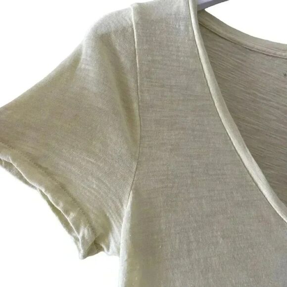 J Crew Vintage Cotton V-Neck Lime Yellow Short Sleeves T-Shirt S #1229 - Picture 2 of 11